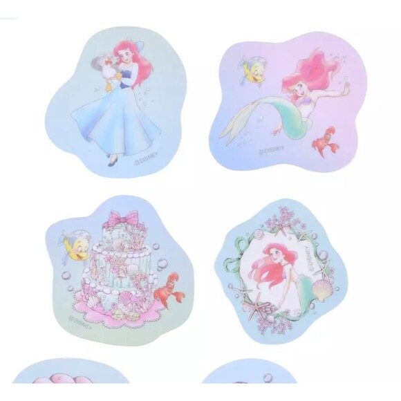 Disney Little Mermaid Ariel Kawaii Watercolor Pastel 42 Stickers Japan New Seal - Picture 1 of 6